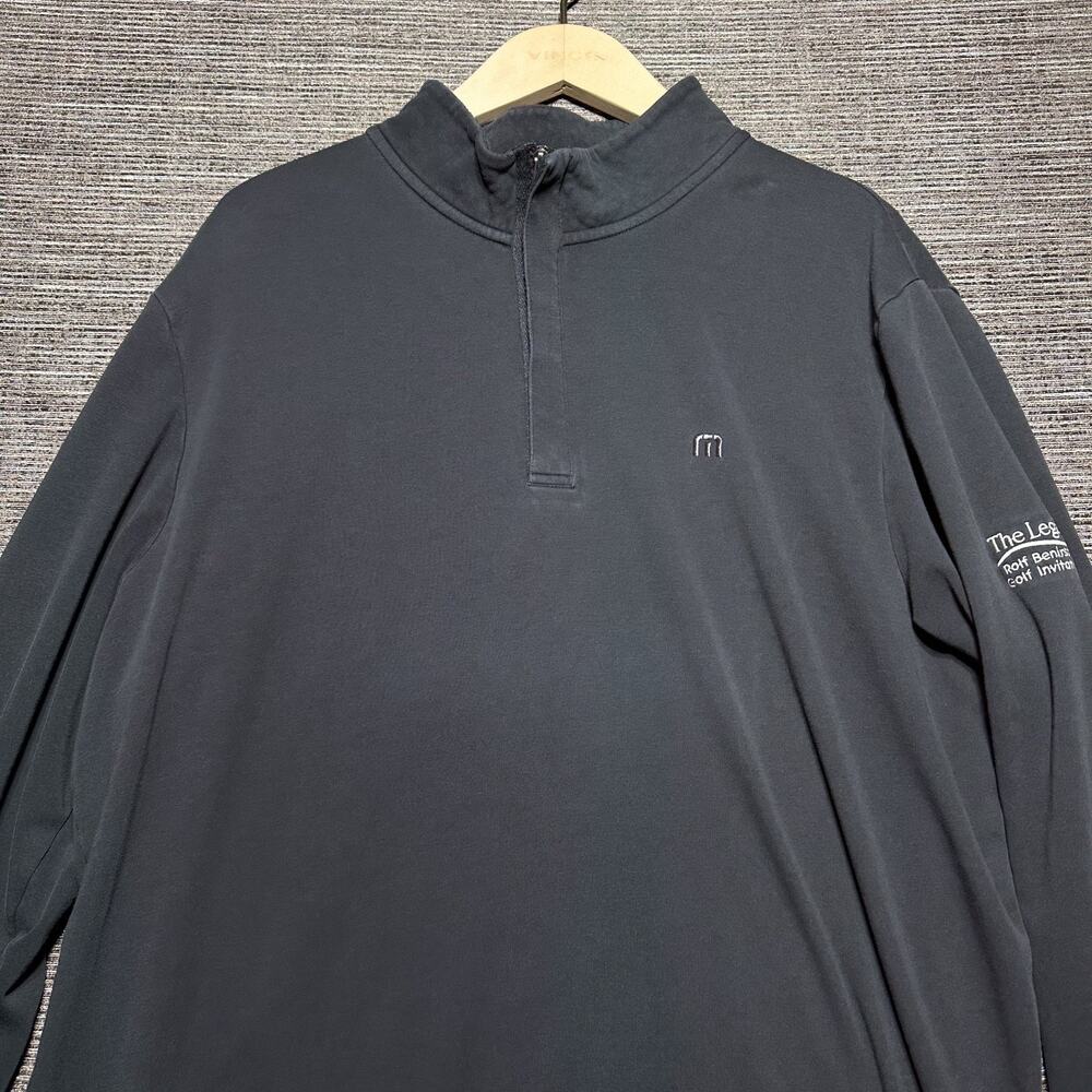 Travis Mathew Sweater Men's XL Black 1/4 Zip The Legacy Golf Rolf Benirschke